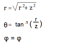 Formule de conversion de les coordonnées cylindriques en sphériques