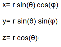 Formule de conversion de les coordonnées sphériques en cartésiennes