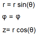 Formule de conversion de les coordonnées sphériques en cylindriques