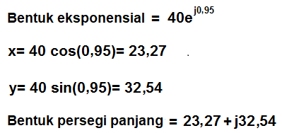 Contoh konversi dari Bentuk Eksponensial ke Bentuk Persegi Panjang