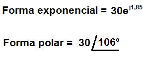 Ejemplo de la conversión de forma exponencial a polar
