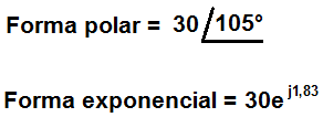 Ejemplo de la conversión de forma polar a exponencial