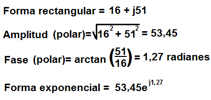 Ejemplo de la conversión de forma rectangular a exponencial