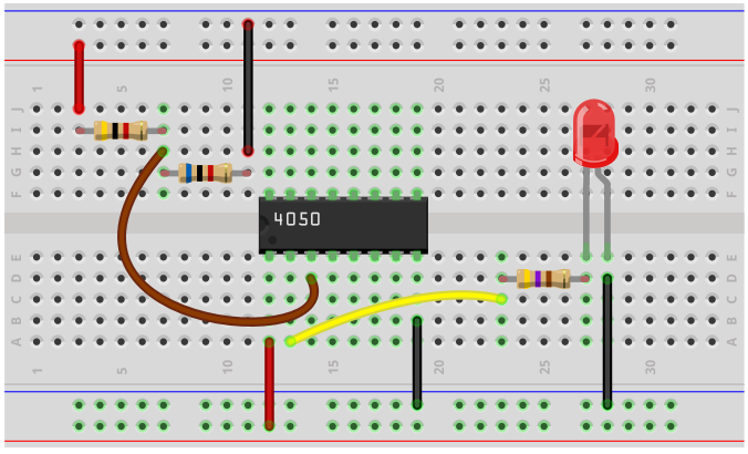 4050 buffer breadboard circuit