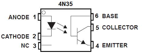 4N35 Optocoupler pinout