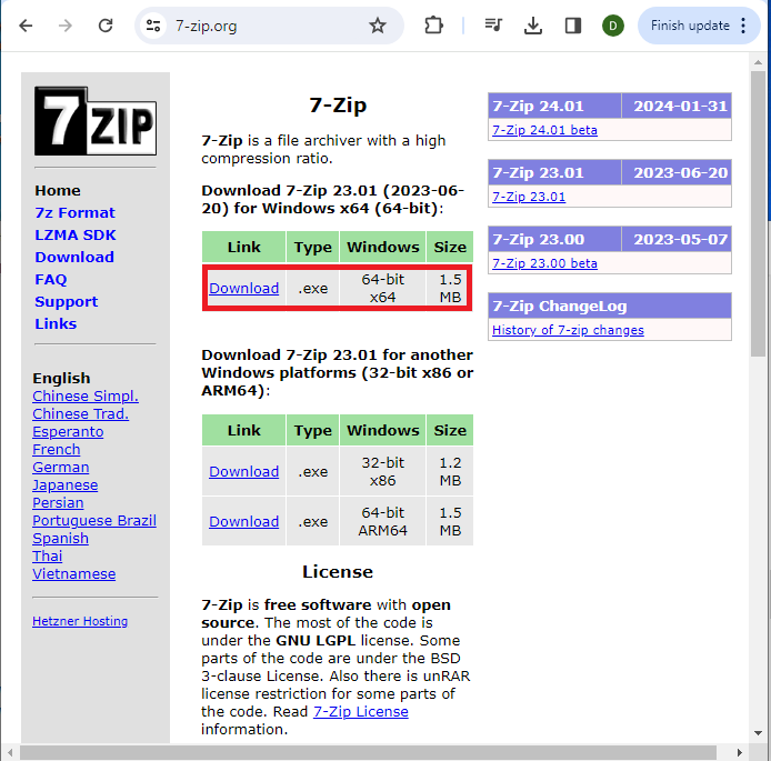 7 zip software windows x64 download