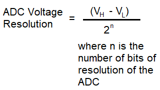 ADC voltage resolution formula