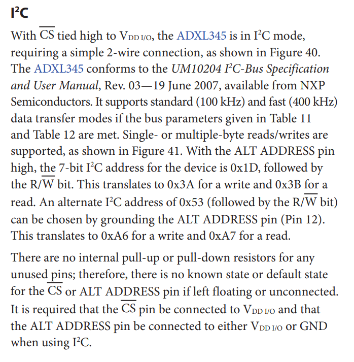 ADXL345 accelerometer I2C addresses