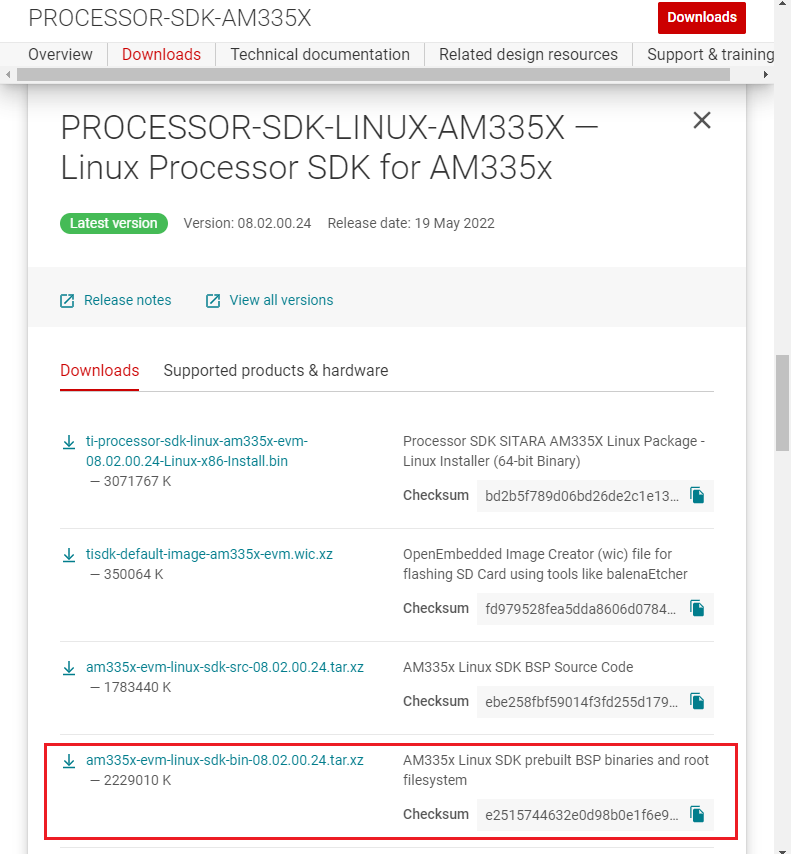 AM335x linux SDK prebuilt BSP binaries and root filesystem for a beaglebone black board