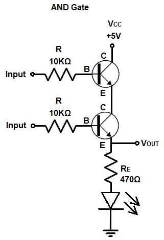 AND gate circuit built with transistors