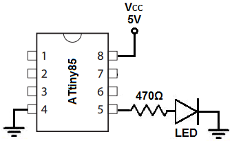 ATtiny85 LED blinker circuit
