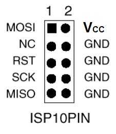 AVR programmer 10-pin cable pinout