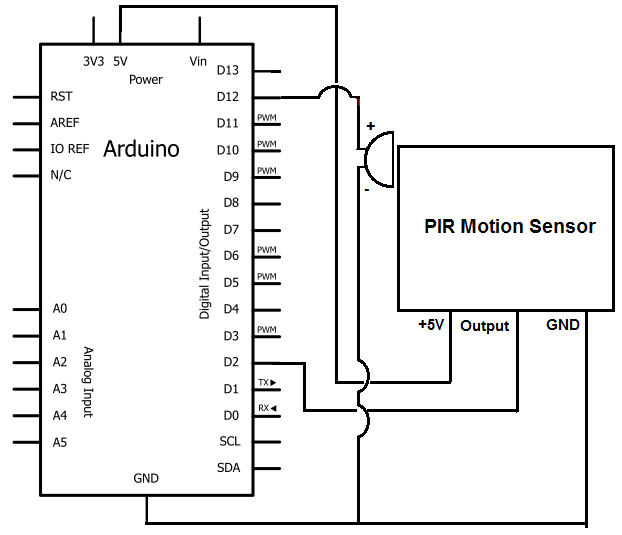 Arduino motion sensor circuit schematic