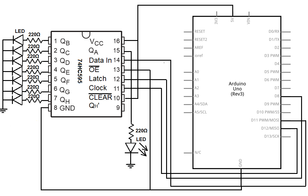 Arduino shift register circuit