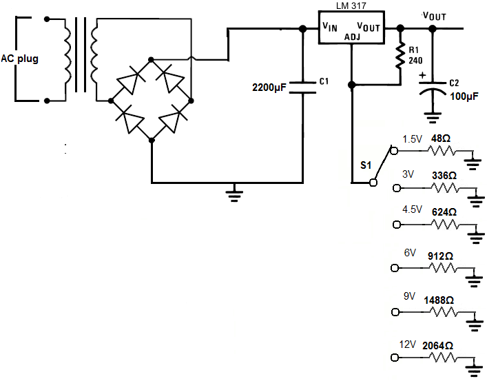 Battery Eliminator Schematic Diagram