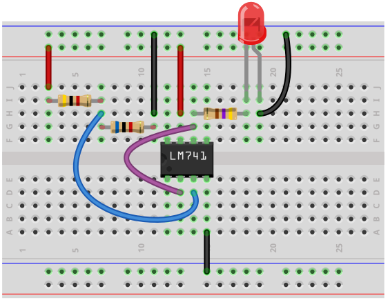 Buffer voltage stabilizer breadboard circuit
