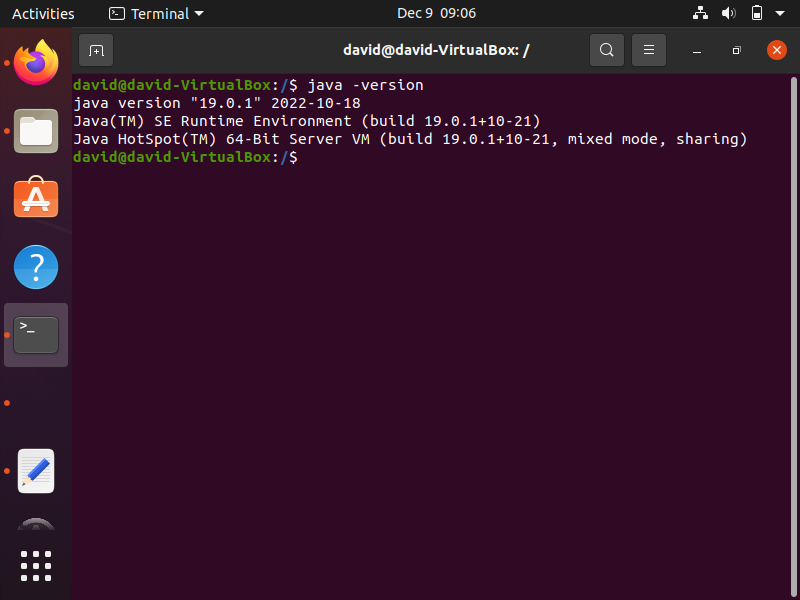 Checking the java version in terminal in ubuntu linux