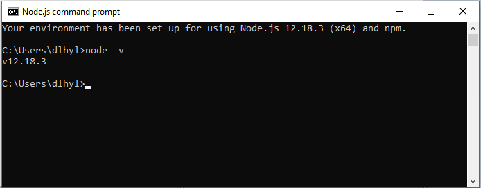 Checking the version of node.js installed