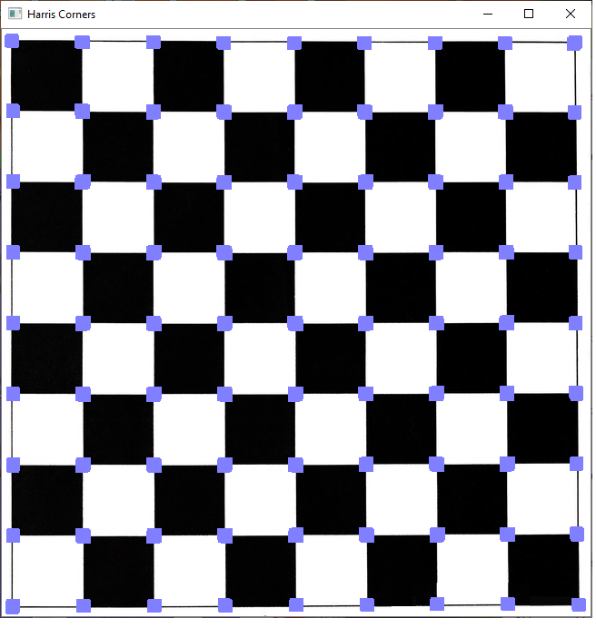 Chess board with harris corner detection method in Python using OpenCV