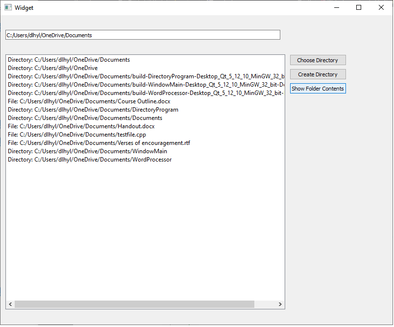 Classifying an item as a file or directory in a Qt widget application in C++