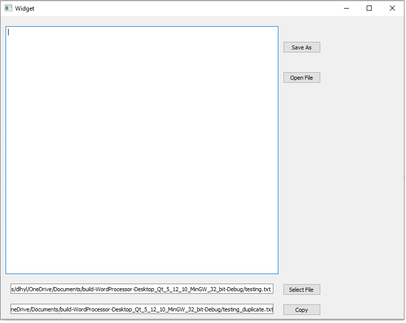 Copying a file in a qt widget in c++