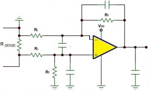Current sensor circuit with an external amplifier