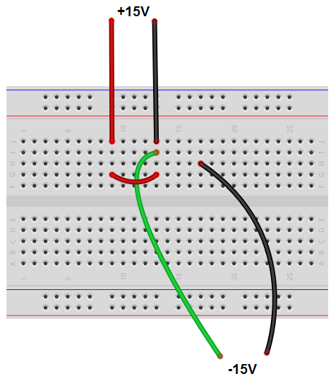 Dual polarity power supply breadboard circuit
