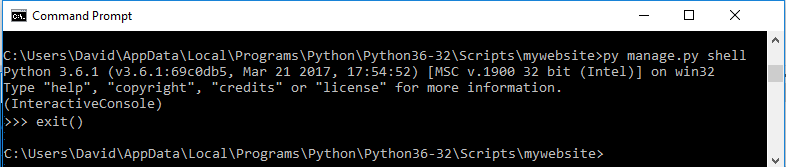 Exit the Python shell