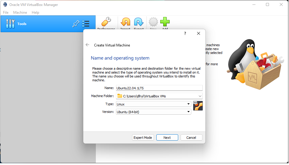 How to install linux virtually on windows- Name and operating system