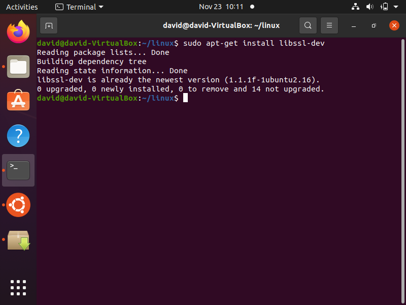 Installing libssl-dev in linux