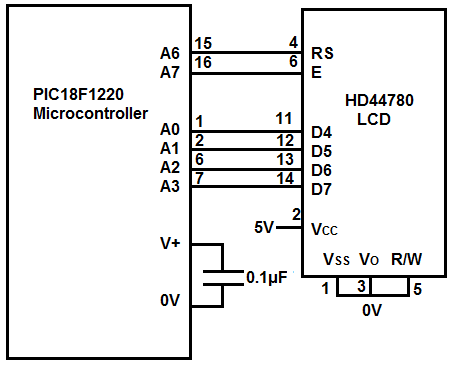 LCD Circuit with a PIC18F1220