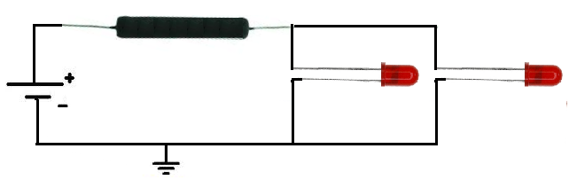 LEDs in parallel resistor circuit