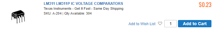 LM311 voltage comparator cost