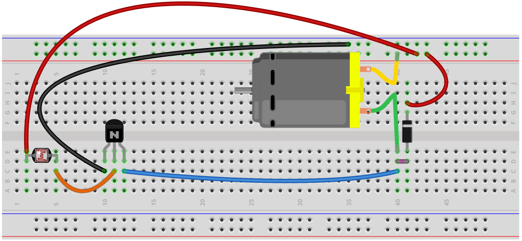 Light-actived Motor Circuit breadboard schematic