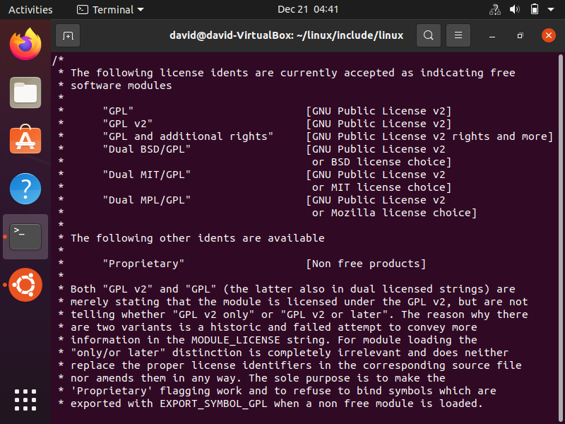 Linux kernel module license types