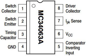 MC34063 switching regulator pinout