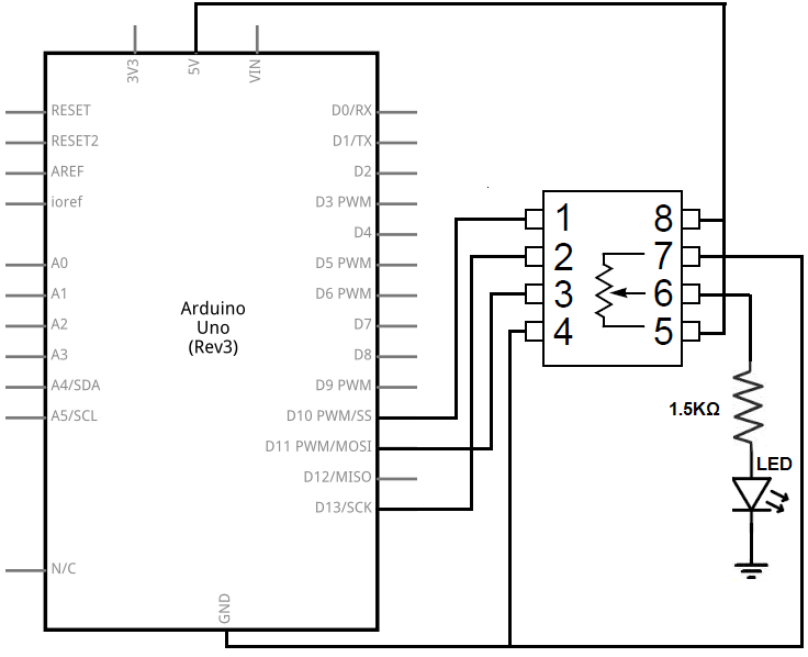 MCP4131 digital potentiometer circuit