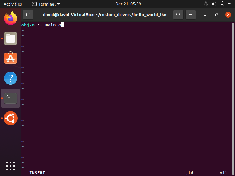 Makefile source code for a linux kernel module