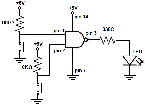 NAND gate circuit using pull up resistors