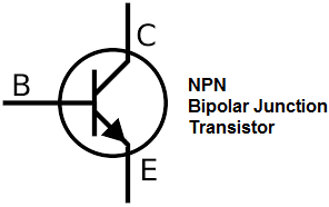 NPN bipolar junction transistor (BJT) symbol