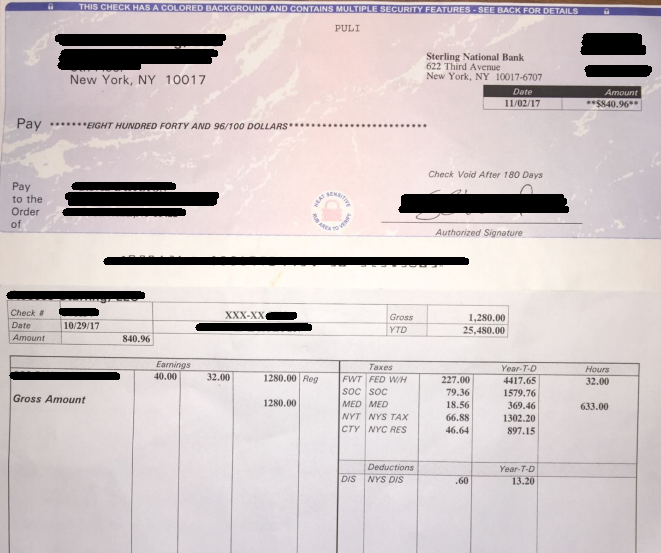 NYC paycheck for $64,000 salary