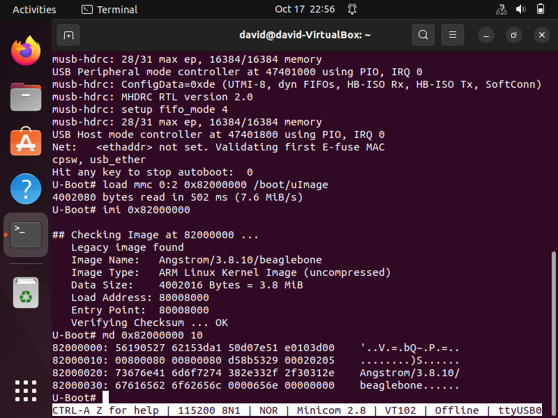 Obtaining the U-boot header of the uImage linux kernel file run on a beaglebone board