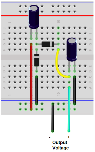 Peak-to-peak detector breadboard circuit