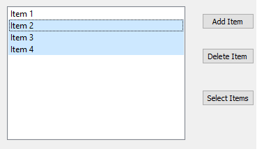Selecting multiple items in a list widget in a Qt widget application