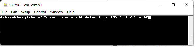 Specifying the default gateway in linux for a BeagleBone black board