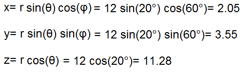 Spherical to cartesian (rectangular) coordinates example
