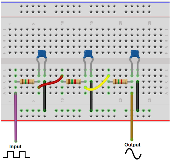 Square-to-sine wave converter circuit