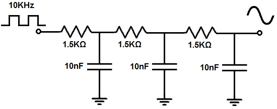 Square-to-sine wave converter circuit