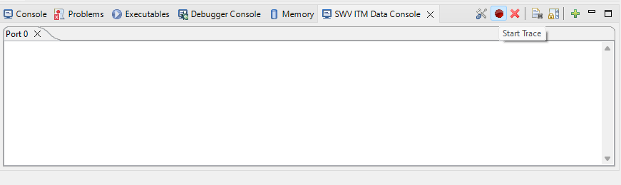 Start trace SWM ITM data console in the STM32 IDE