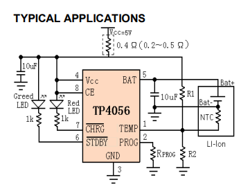 TP4056 chip circuit- typical application